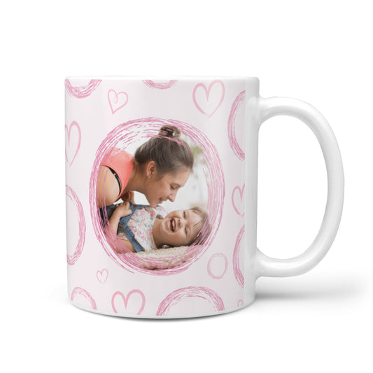 Pink Love Hearts Photo Personalised 10oz Mug