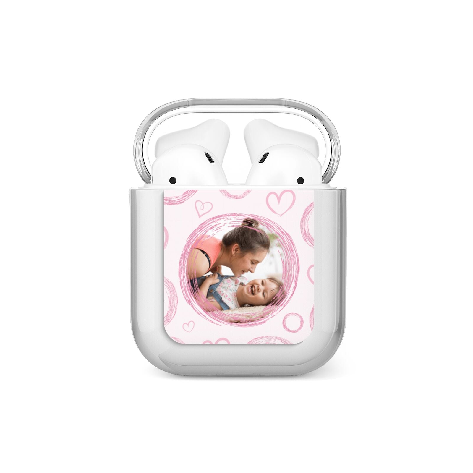 Pink Love Hearts Photo Personalised AirPods Case