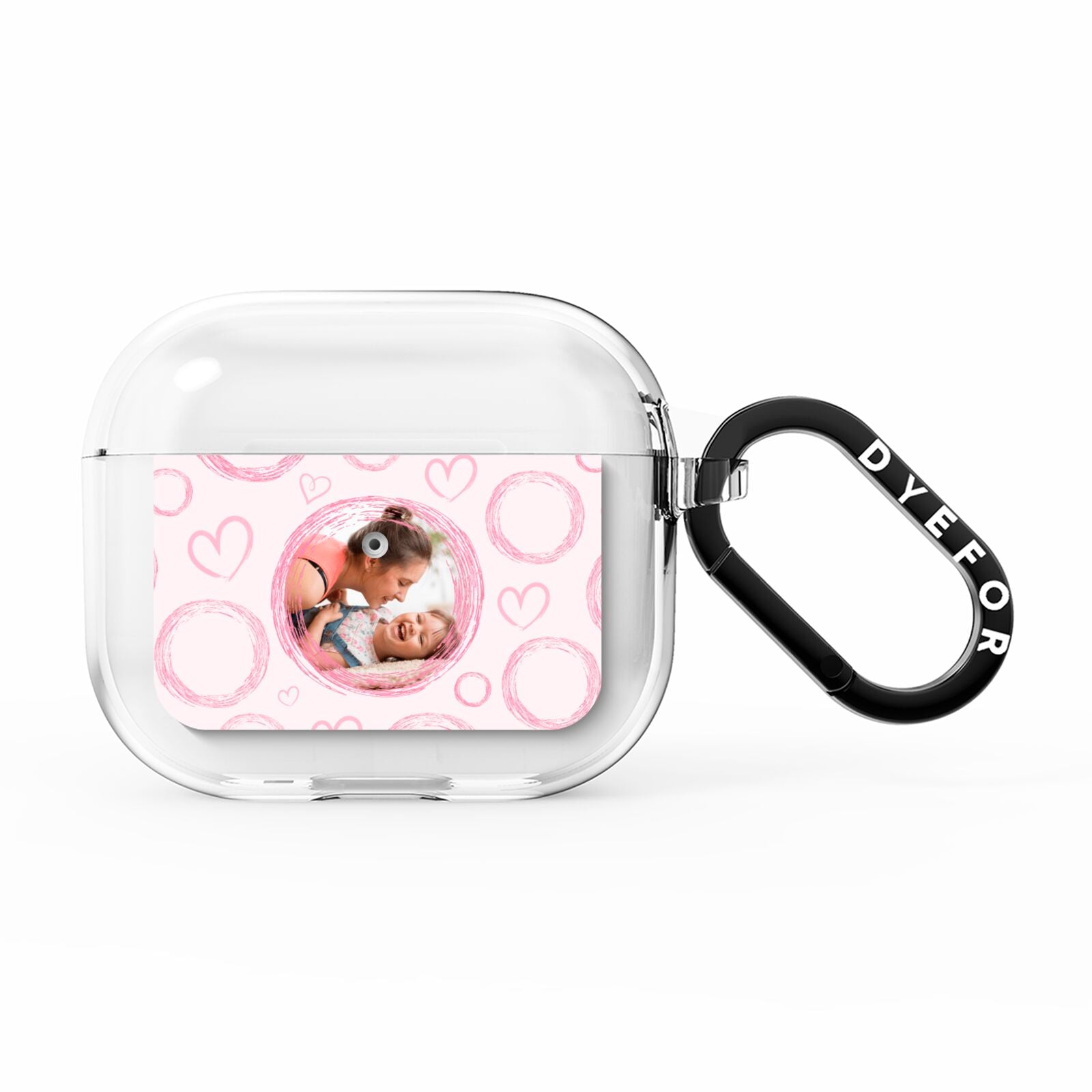 Pink Love Hearts Photo Personalised AirPods Clear Case 3rd Gen
