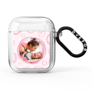 Pink Love Hearts Photo Personalised AirPods Case