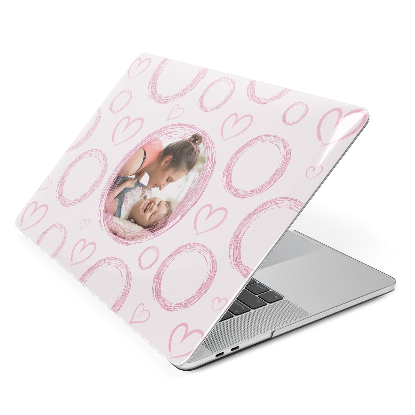 Pink Love Hearts Photo Personalised Apple MacBook Case Side View