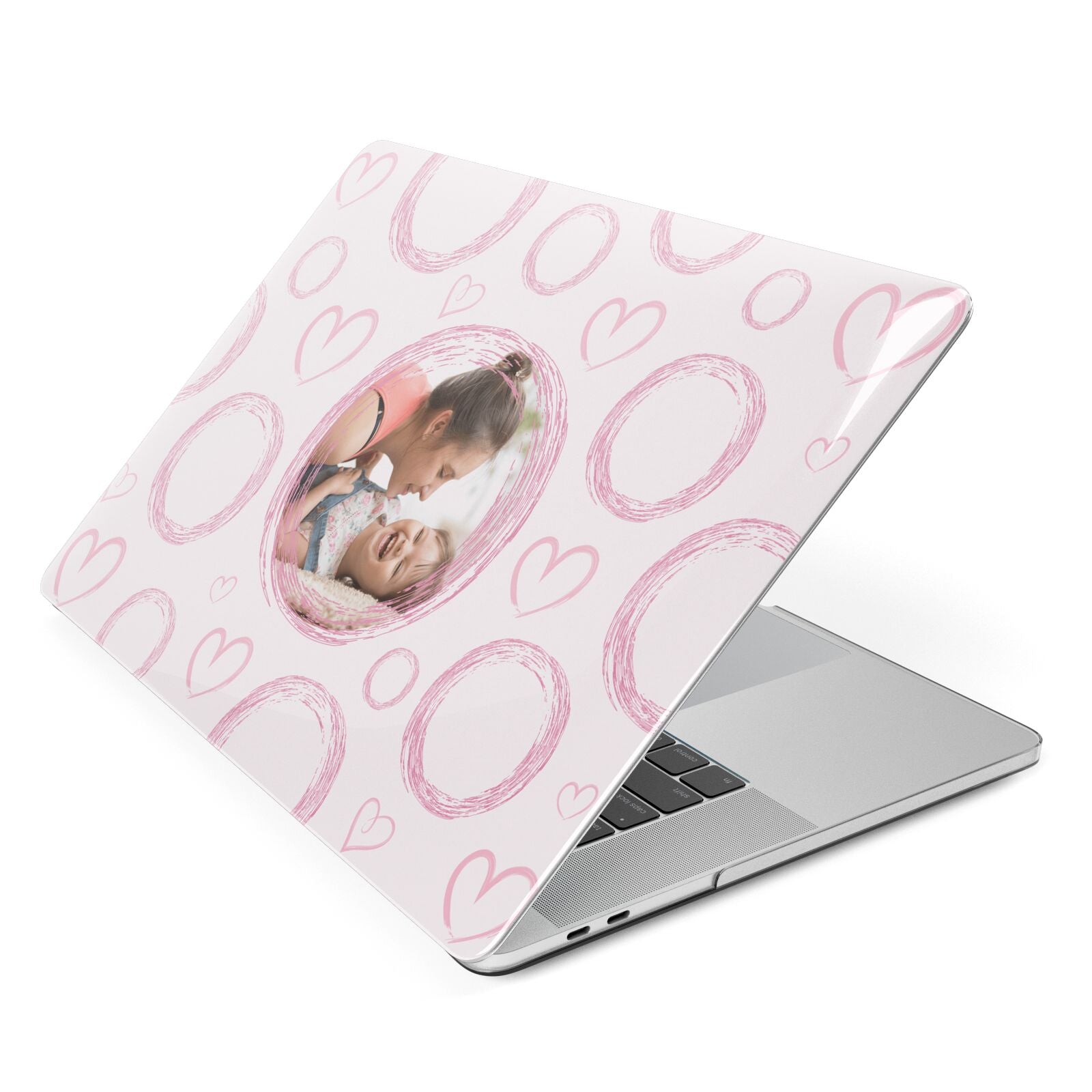 Pink Love Hearts Photo Personalised Apple MacBook Case Side View