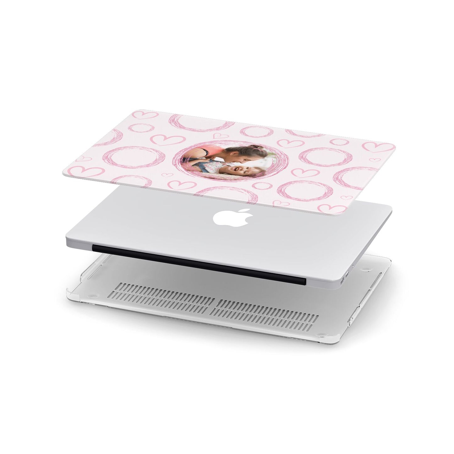Pink Love Hearts Photo Personalised Apple MacBook Case in Detail