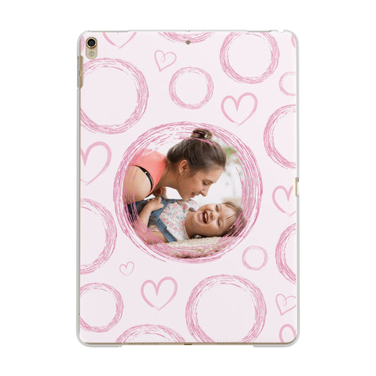 Pink Love Hearts Photo Personalised Apple iPad Gold Case