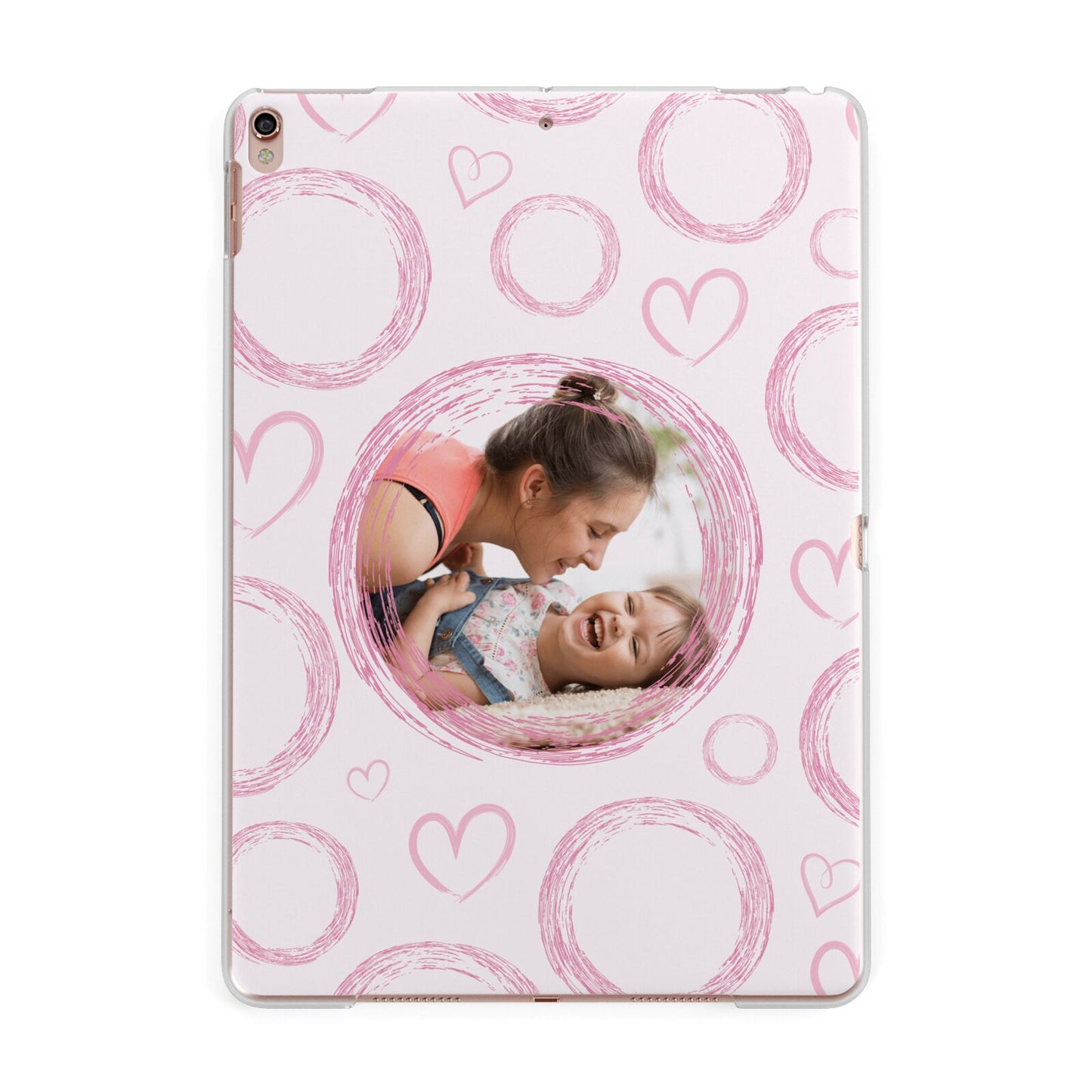 Pink Love Hearts Photo Personalised Apple iPad Rose Gold Case
