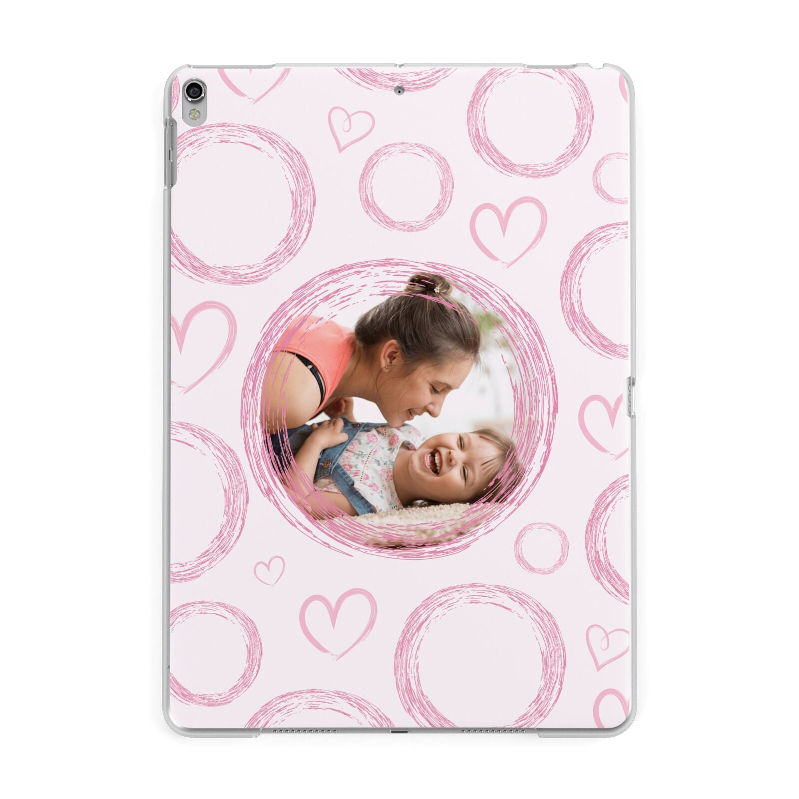 Pink Love Hearts Photo Personalised Apple iPad Silver Case