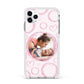 Pink Love Hearts Photo Personalised Apple iPhone 11 Pro Max in Silver with White Impact Case