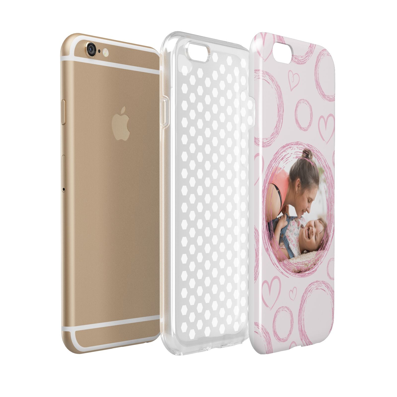 Pink Love Hearts Photo Personalised Apple iPhone 6 3D Tough Case Expanded view