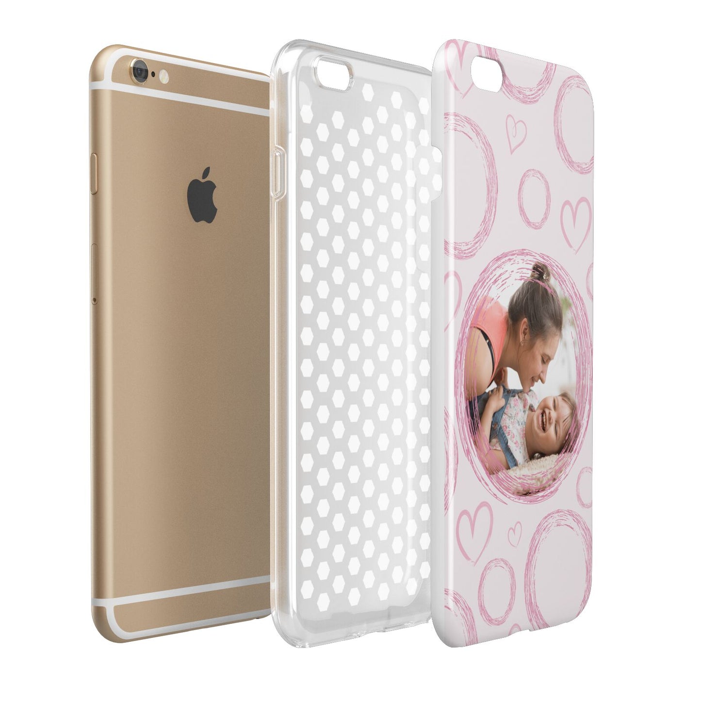 Pink Love Hearts Photo Personalised Apple iPhone 6 Plus 3D Tough Case Expand Detail Image