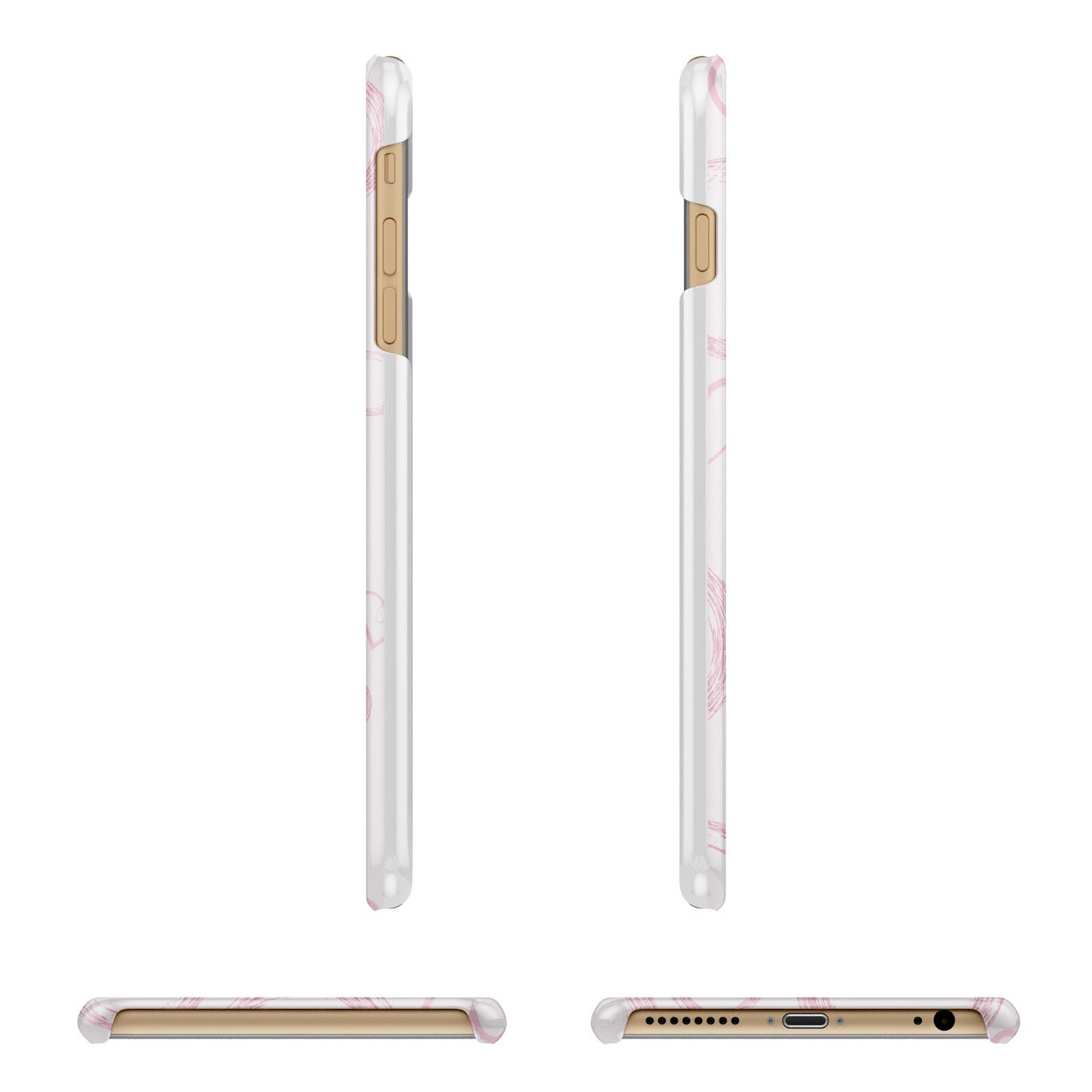 Pink Love Hearts Photo Personalised Apple iPhone 6 Plus 3D Wrap Snap Case Angled Images