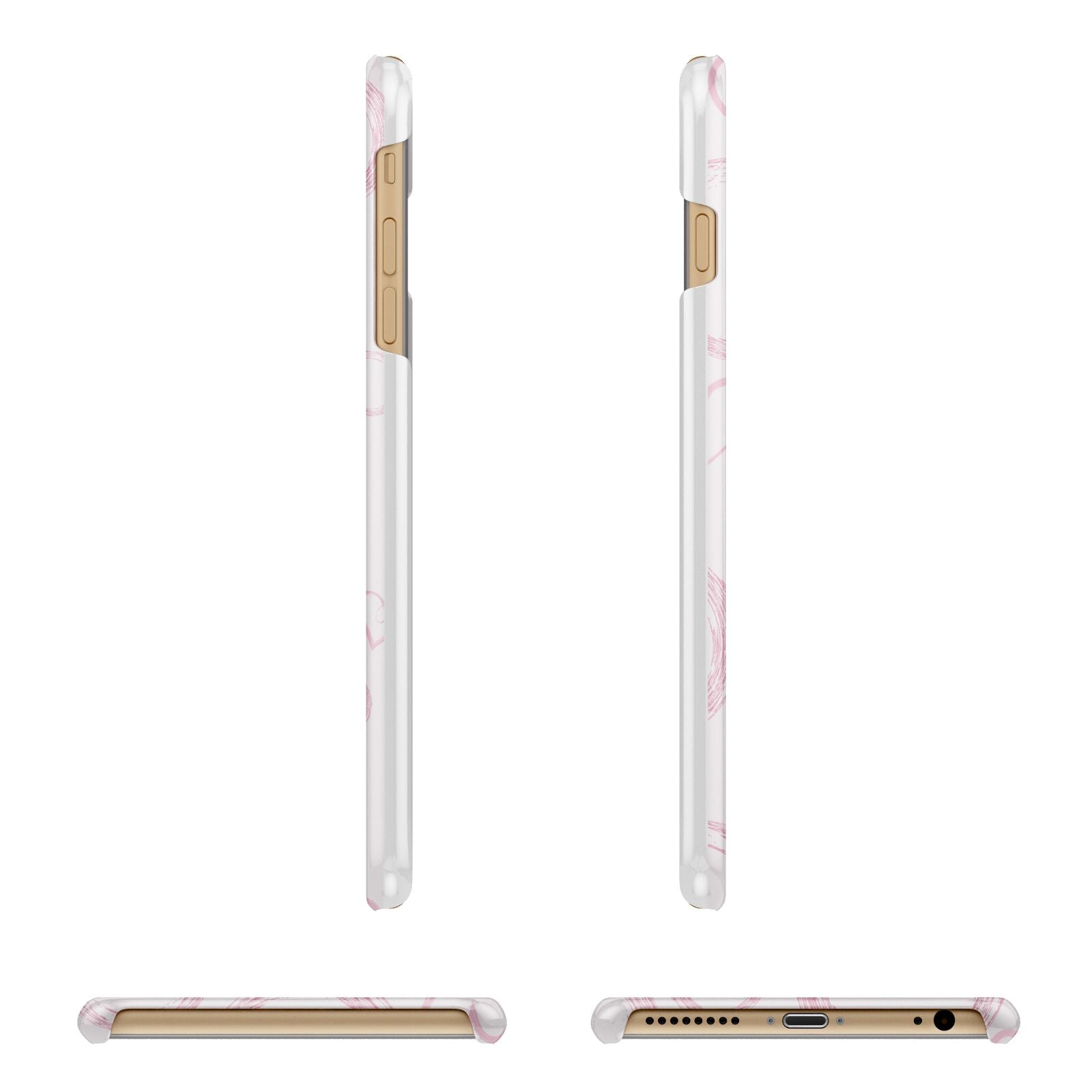 Pink Love Hearts Photo Personalised Apple iPhone 6 Plus 3D Wrap Snap Case Angled Images