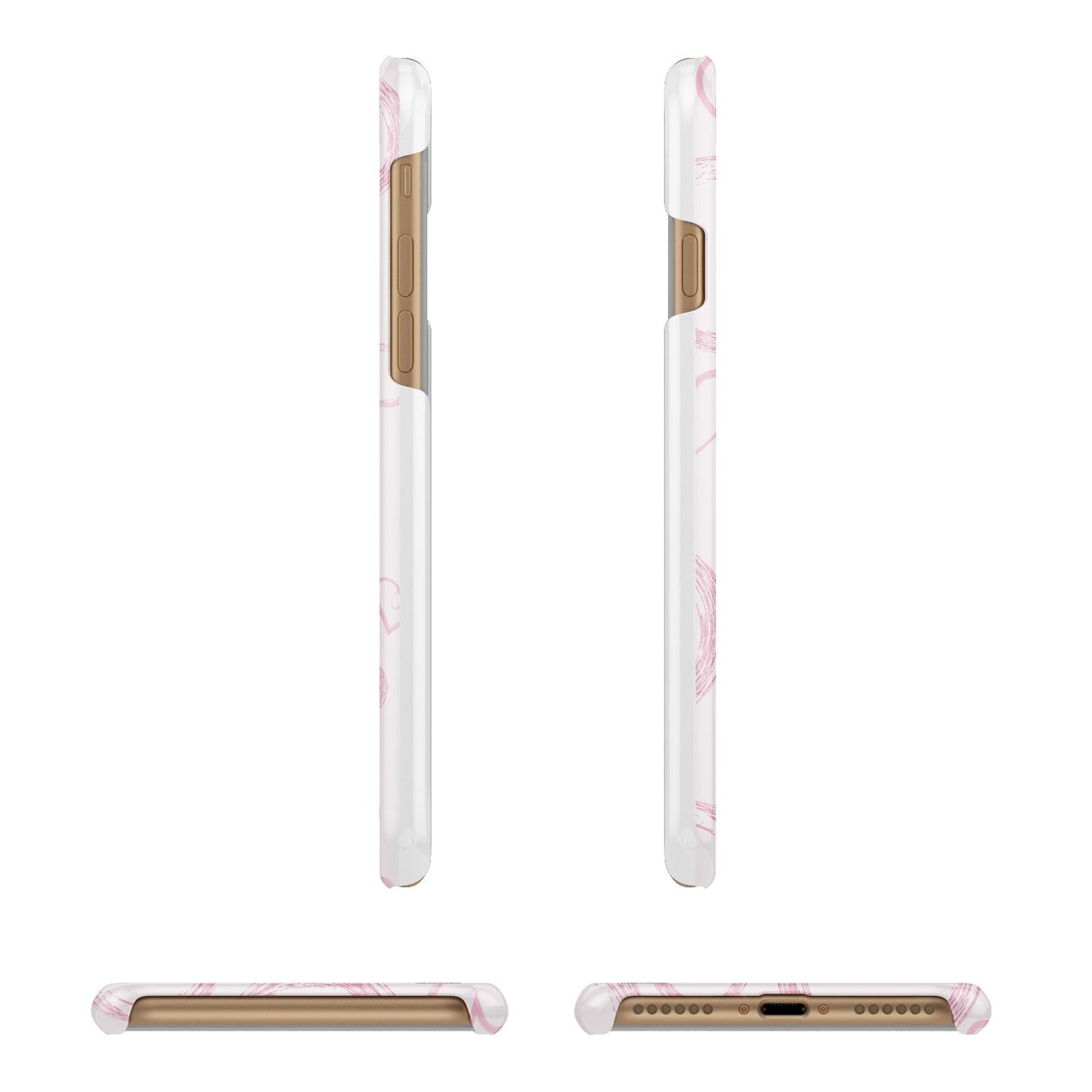 Pink Love Hearts Photo Personalised Apple iPhone 7 8 3D Wrap Snap Case Angled Images