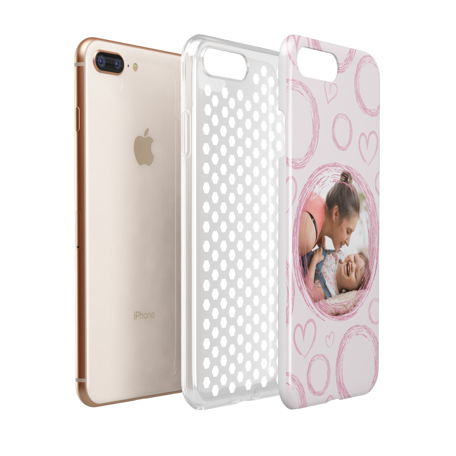 Pink Love Hearts Photo Personalised Apple iPhone 7 8 Plus 3D Tough Case Expanded View