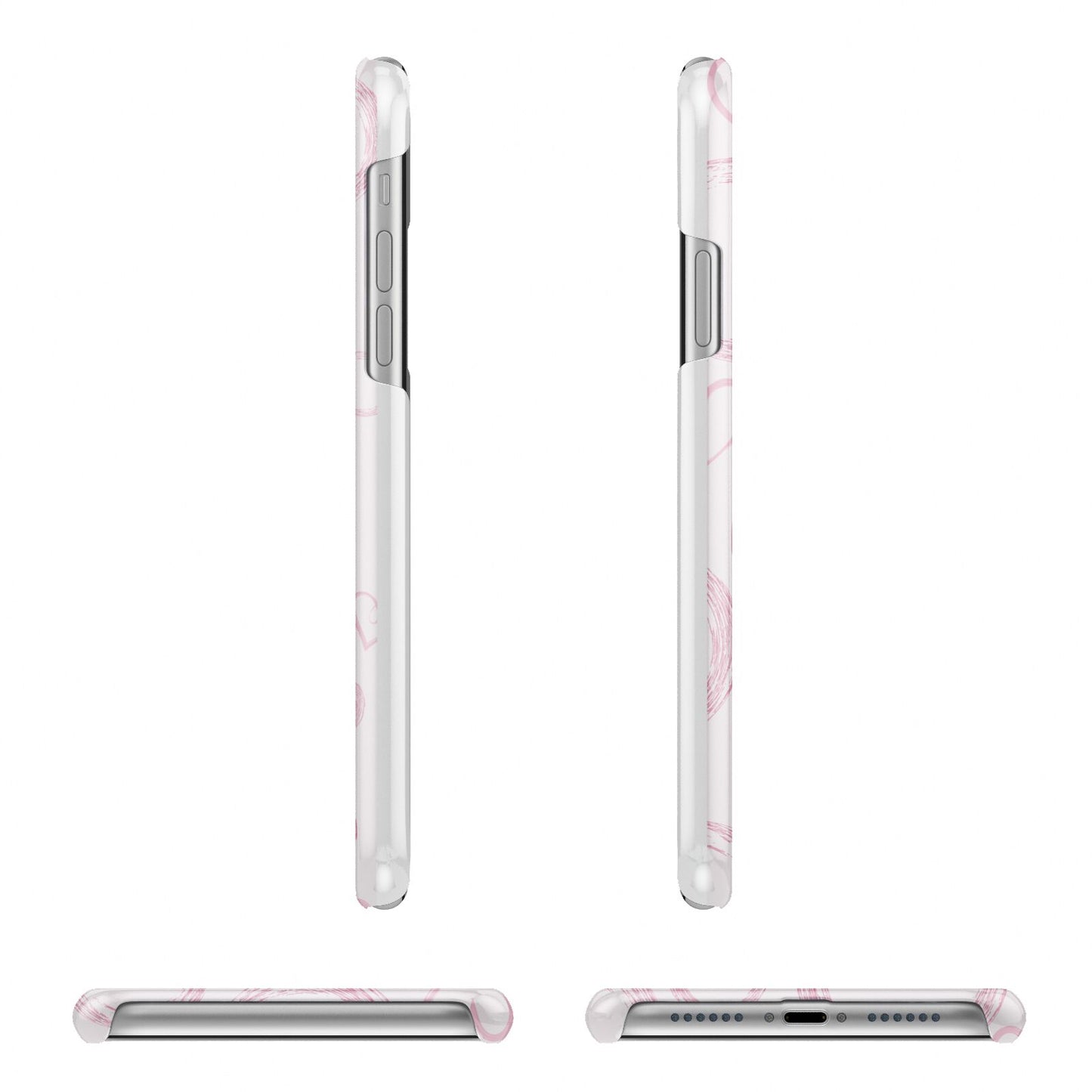 Pink Love Hearts Photo Personalised Apple iPhone XR 3D Wrap Snap Case Angled Images on White Phone