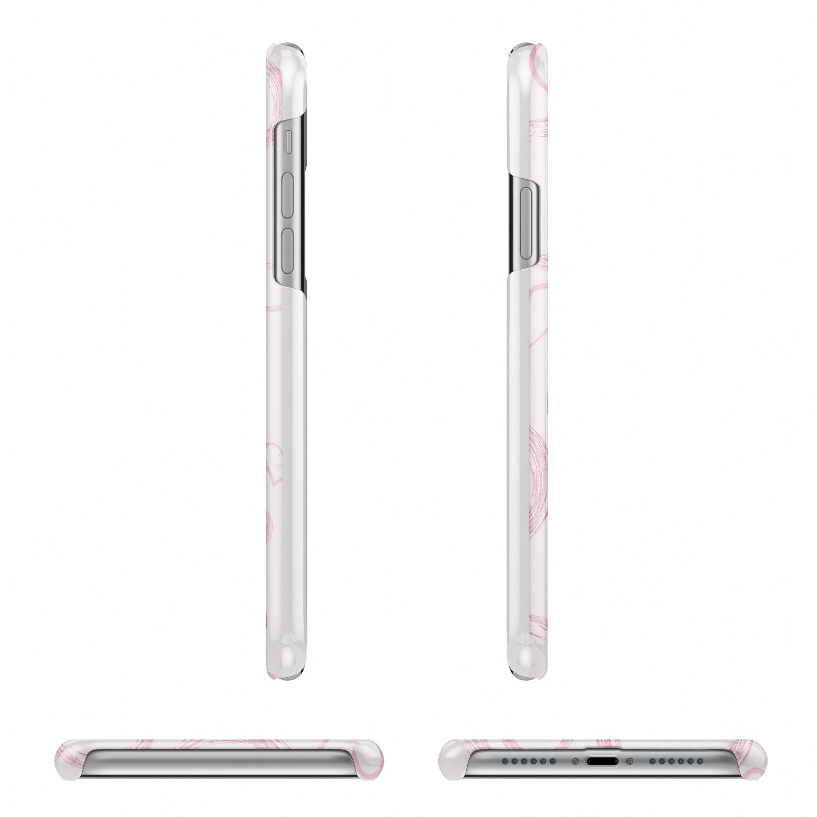 Pink Love Hearts Photo Personalised Apple iPhone XR 3D Wrap Snap Case Angled Images on White Phone