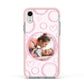 Pink Love Hearts Photo Personalised Apple iPhone XR Impact Case Pink Edge on Silver Phone