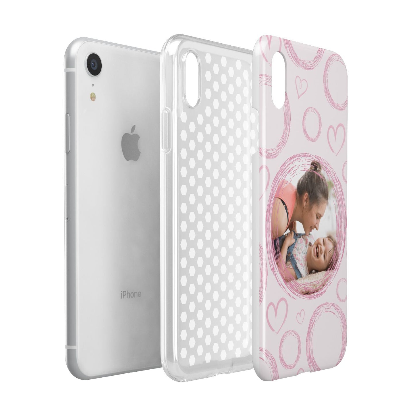 Pink Love Hearts Photo Personalised Apple iPhone XR White 3D Tough Case Expanded view