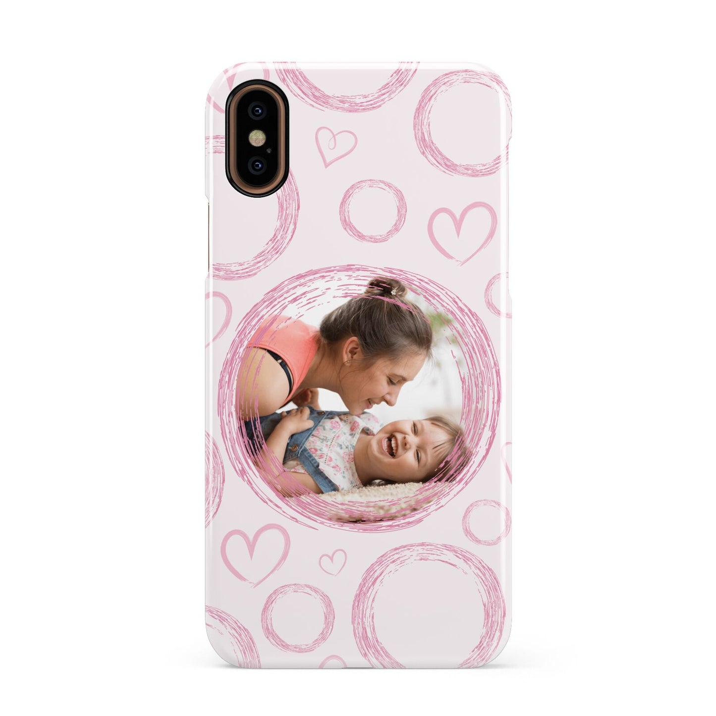 Pink Love Hearts Photo Personalised Apple iPhone XS 3D Snap Case