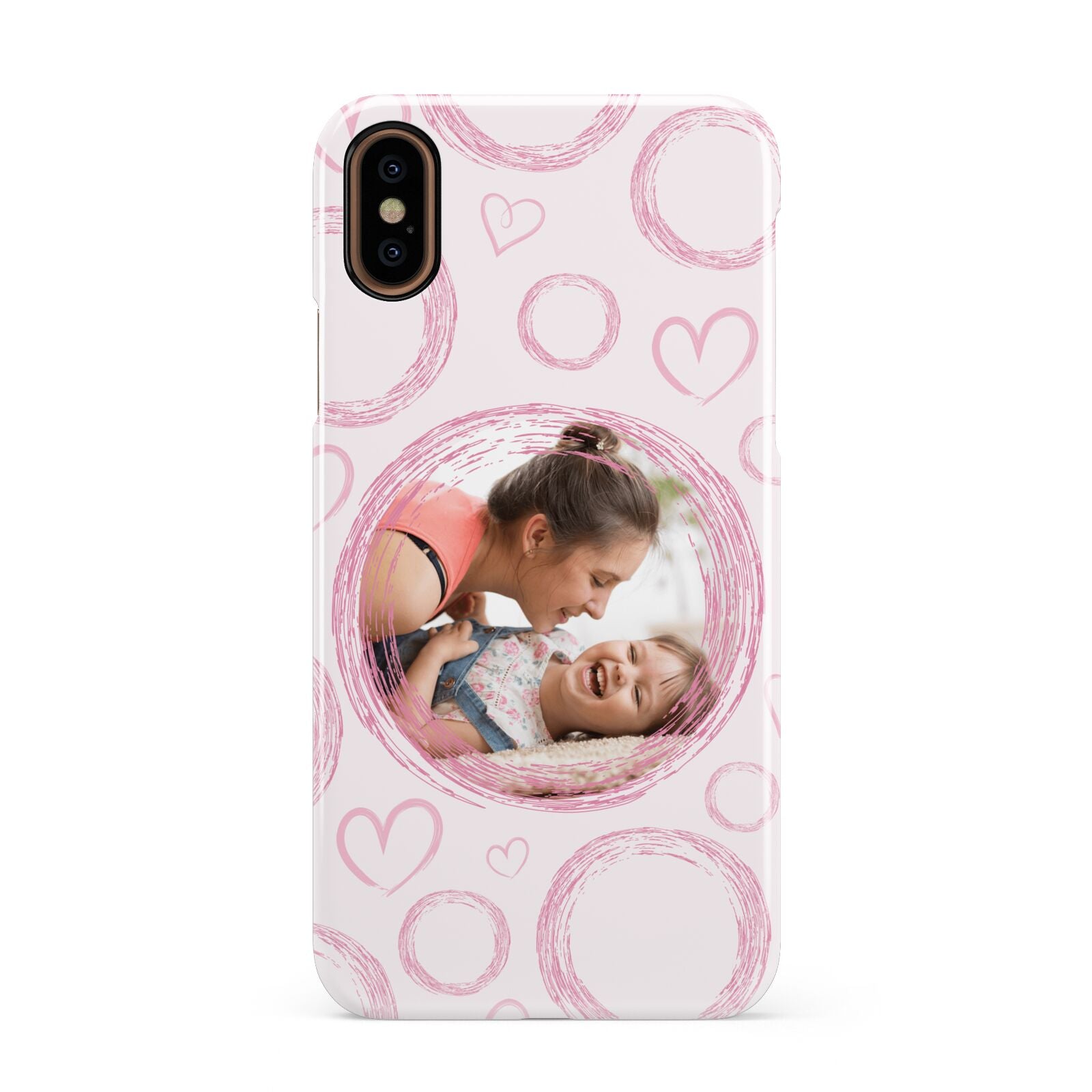 Pink Love Hearts Photo Personalised Apple iPhone XS 3D Snap Case