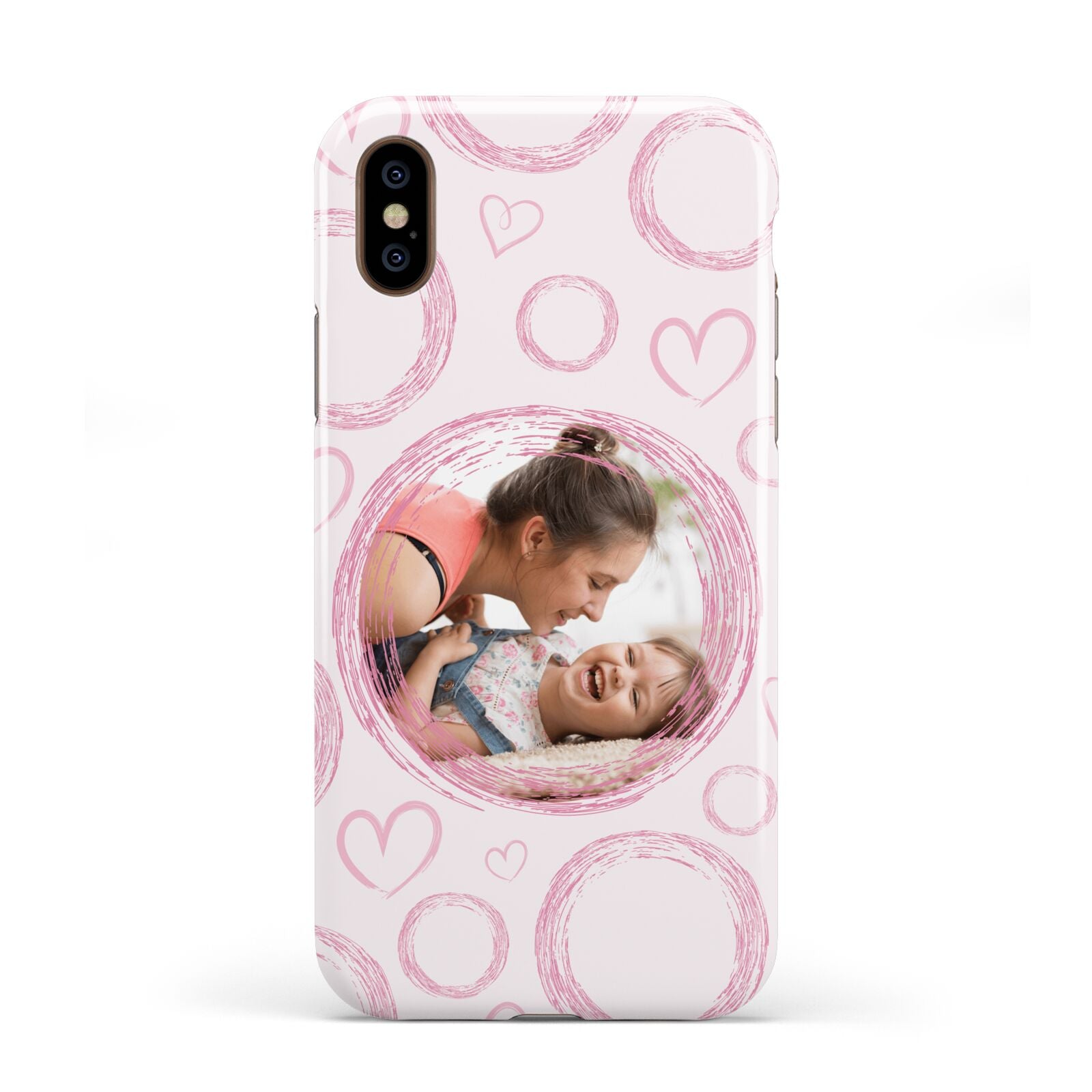 Pink Love Hearts Photo Personalised Apple iPhone XS 3D Tough