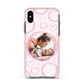 Pink Love Hearts Photo Personalised Apple iPhone Xs Impact Case Pink Edge on Black Phone