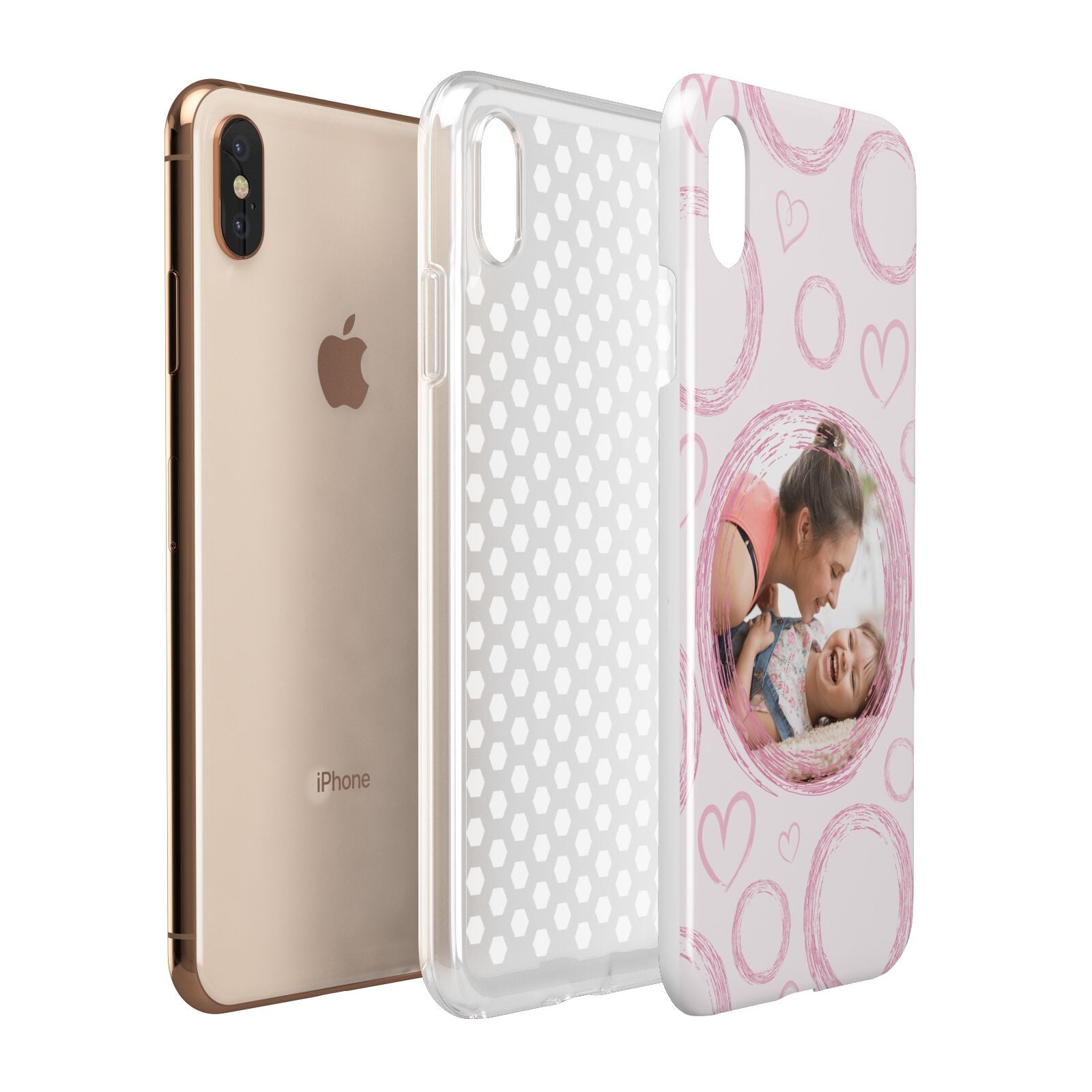 Pink Love Hearts Photo Personalised Apple iPhone Xs Max 3D Tough Case Expanded View