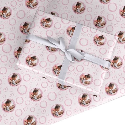 Pink Love Hearts Photo Personalised Custom Wrapping Paper