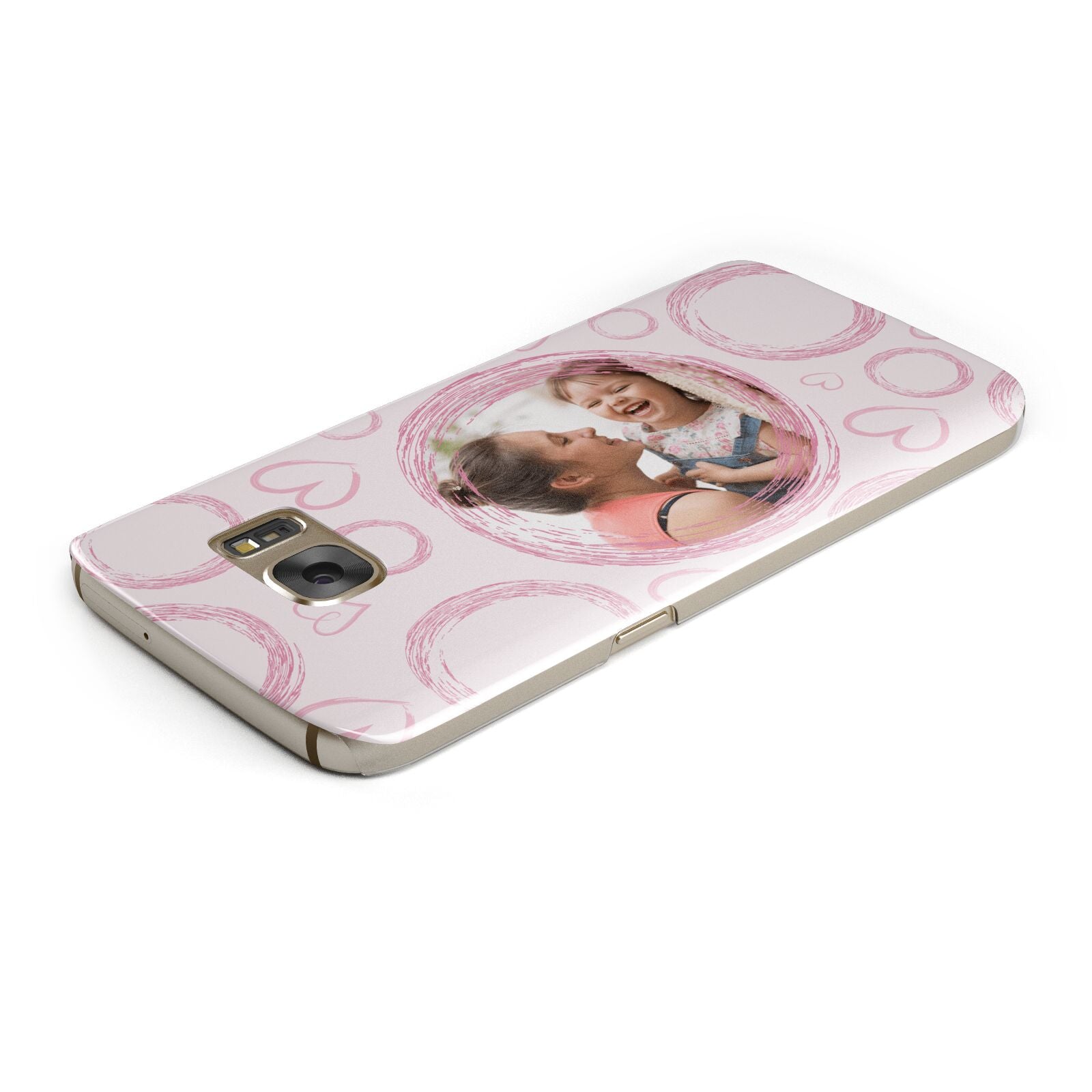 Pink Love Hearts Photo Personalised Samsung Galaxy Case Top Cutout