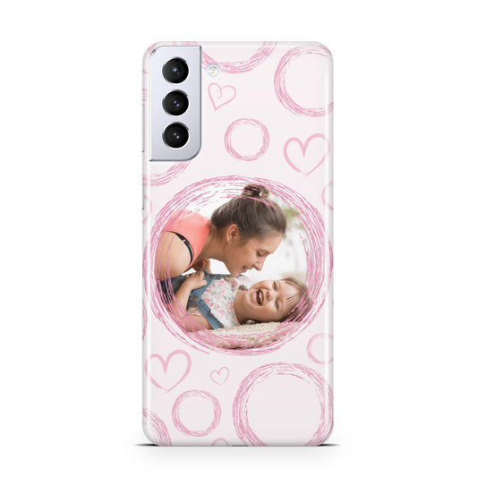 Pink Love Hearts Photo Personalised Samsung S21 Plus Phone Case