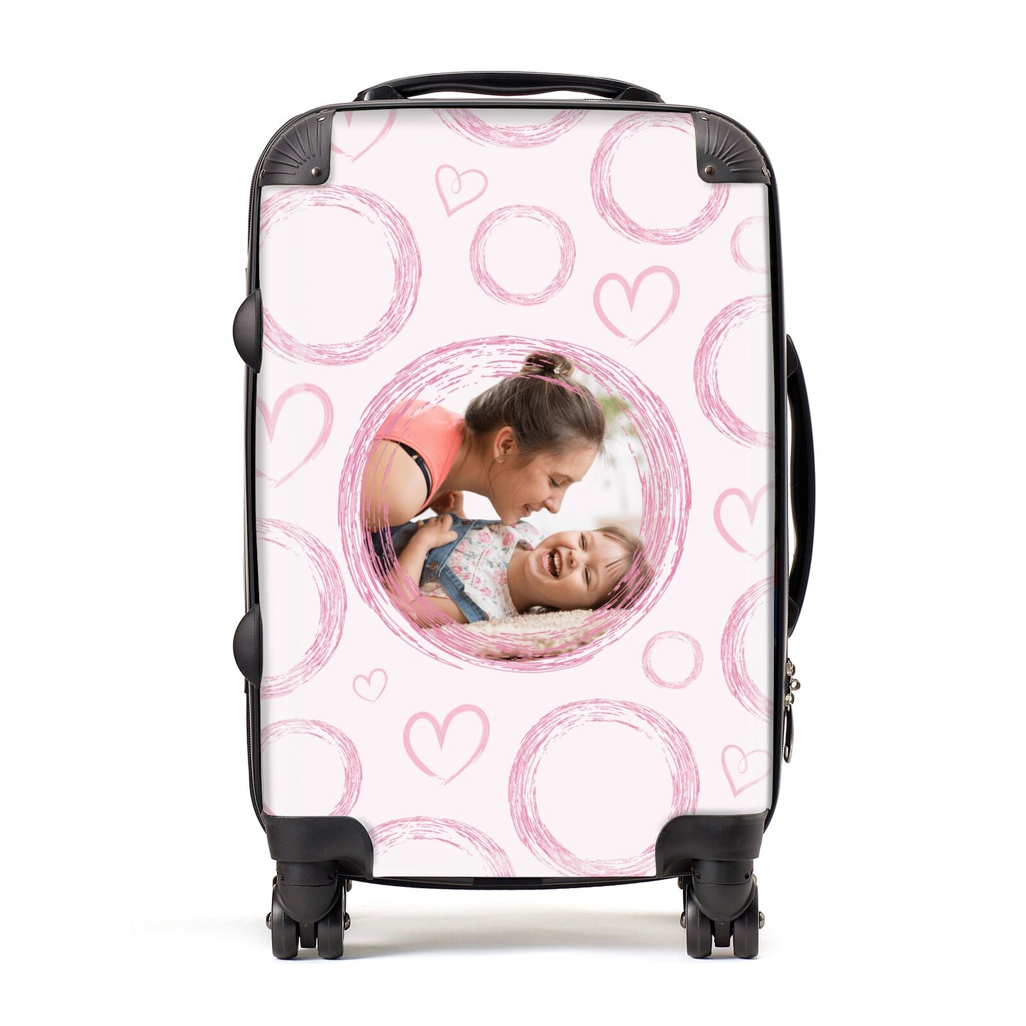 Pink Love Hearts Photo Personalised Suitcase