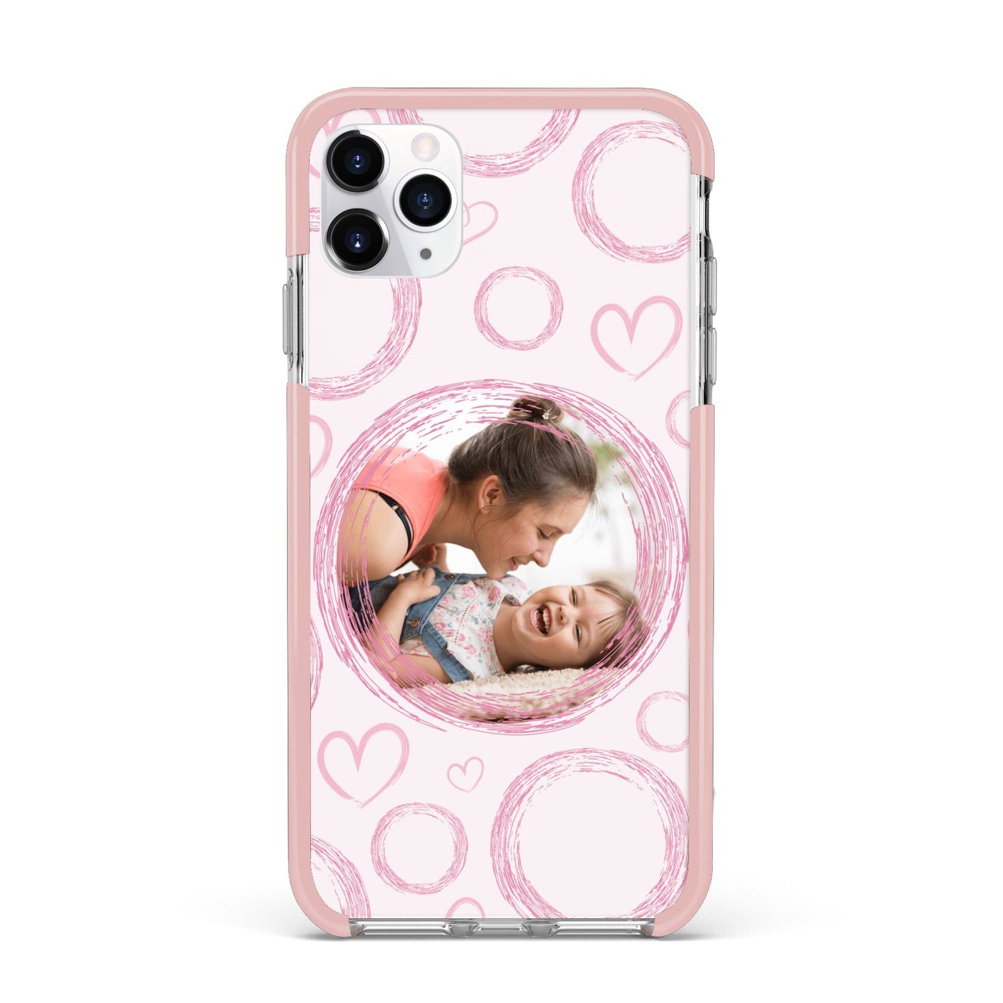 Pink Love Hearts Photo Personalised iPhone 11 Pro Max Impact Pink Edge Case