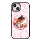Pink Love Hearts Photo Personalised iPhone 13 Black Impact Case on Silver phone