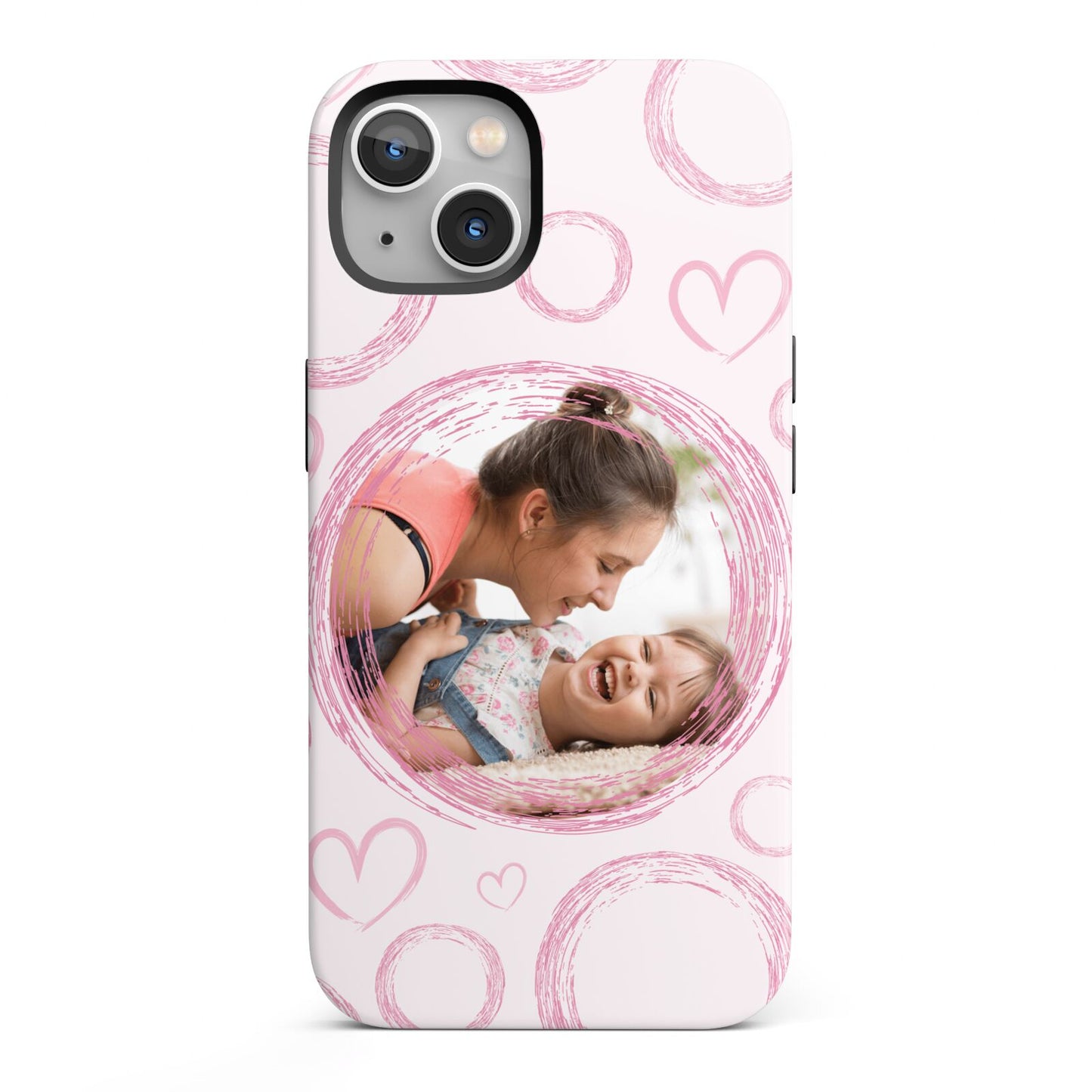 Pink Love Hearts Photo Personalised iPhone 13 Full Wrap 3D Tough Case
