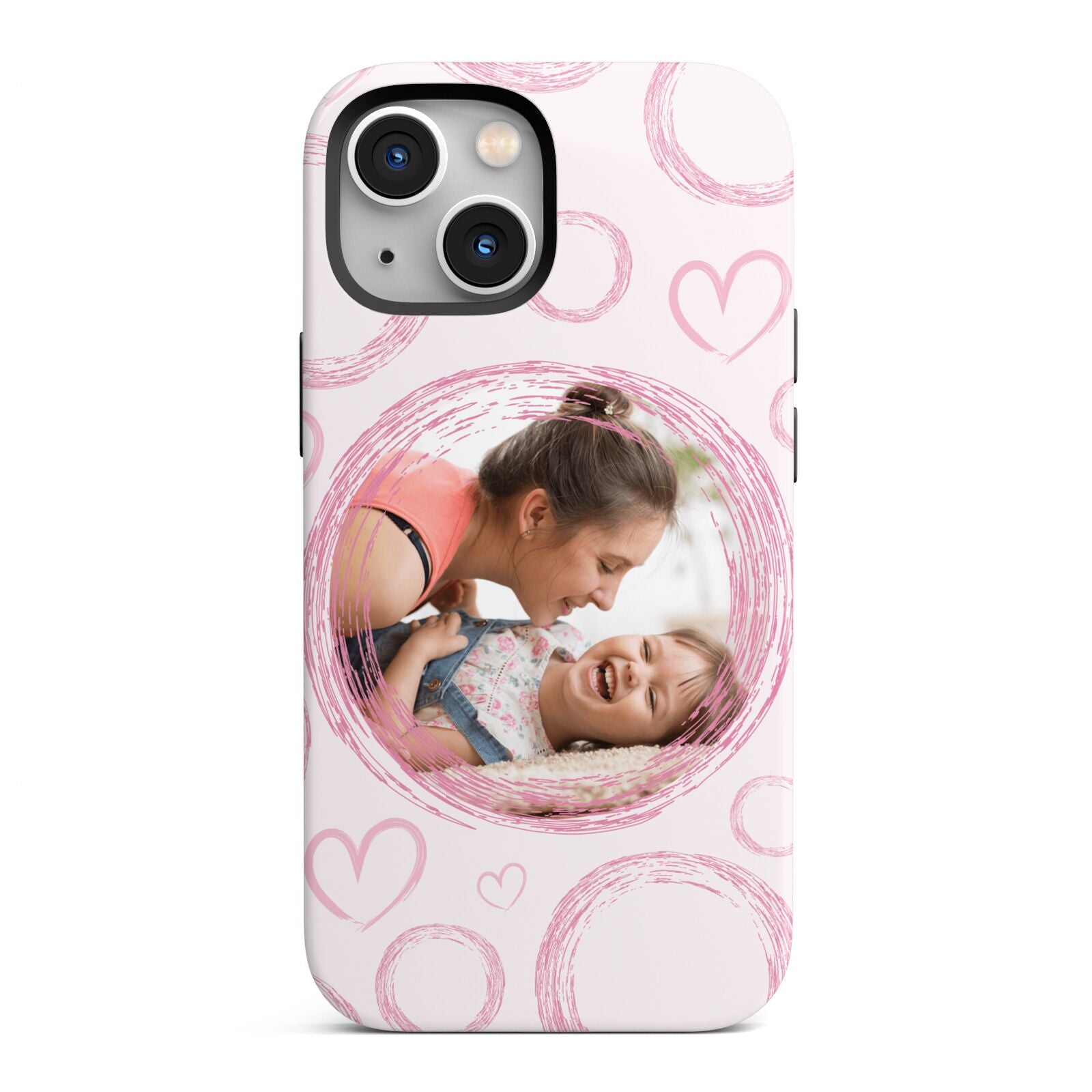 Pink Love Hearts Photo Personalised iPhone 13 Mini Full Wrap 3D Tough Case