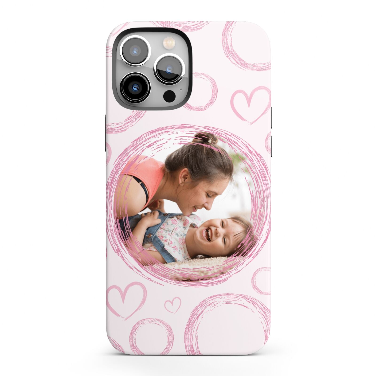 Pink Love Hearts Photo Personalised iPhone 13 Pro Max Full Wrap 3D Tough Case