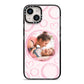 Pink Love Hearts Photo Personalised iPhone 14 Black Impact Case on Silver phone