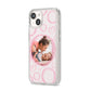 Pink Love Hearts Photo Personalised iPhone 14 Clear Tough Case Starlight Angled Image