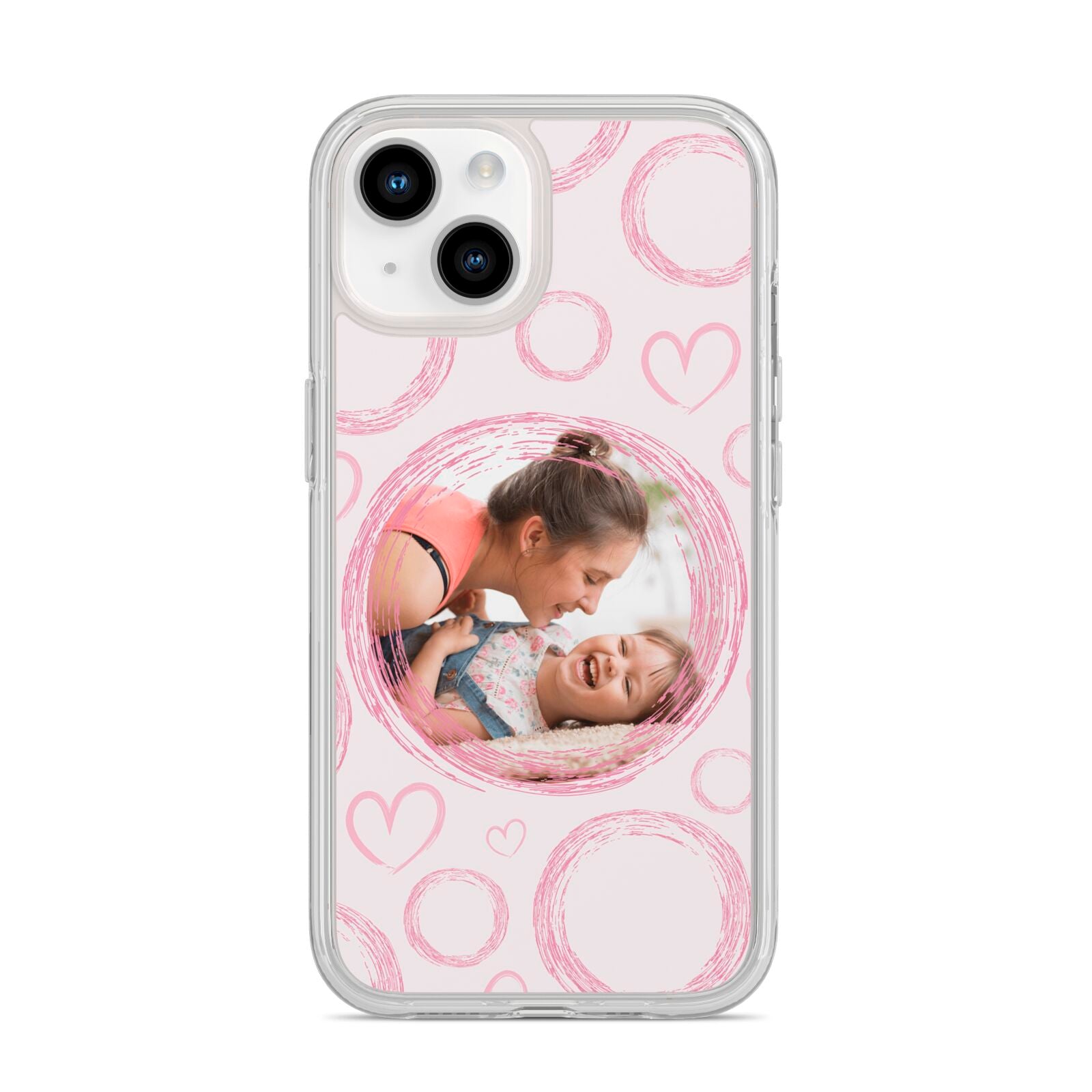 Pink Love Hearts Photo Personalised iPhone 14 Clear Tough Case Starlight