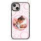Pink Love Hearts Photo Personalised iPhone 14 Plus Black Impact Case on Silver phone
