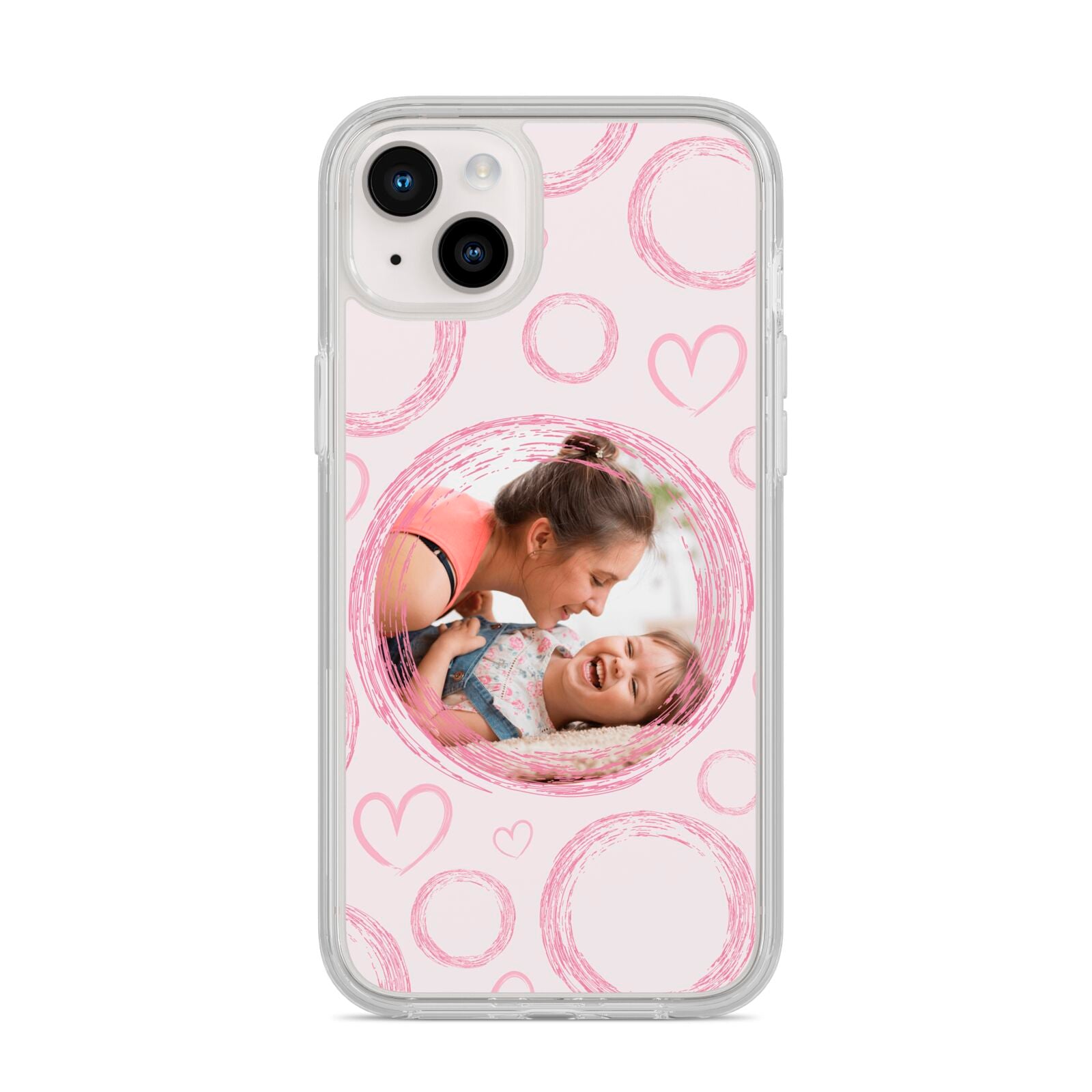 Pink Love Hearts Photo Personalised iPhone 14 Plus Clear Tough Case Starlight