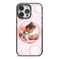 Pink Love Hearts Photo Personalised iPhone 14 Pro Max Black Impact Case on Silver phone