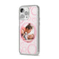 Pink Love Hearts Photo Personalised iPhone 14 Pro Max Clear Tough Case Silver Angled Image