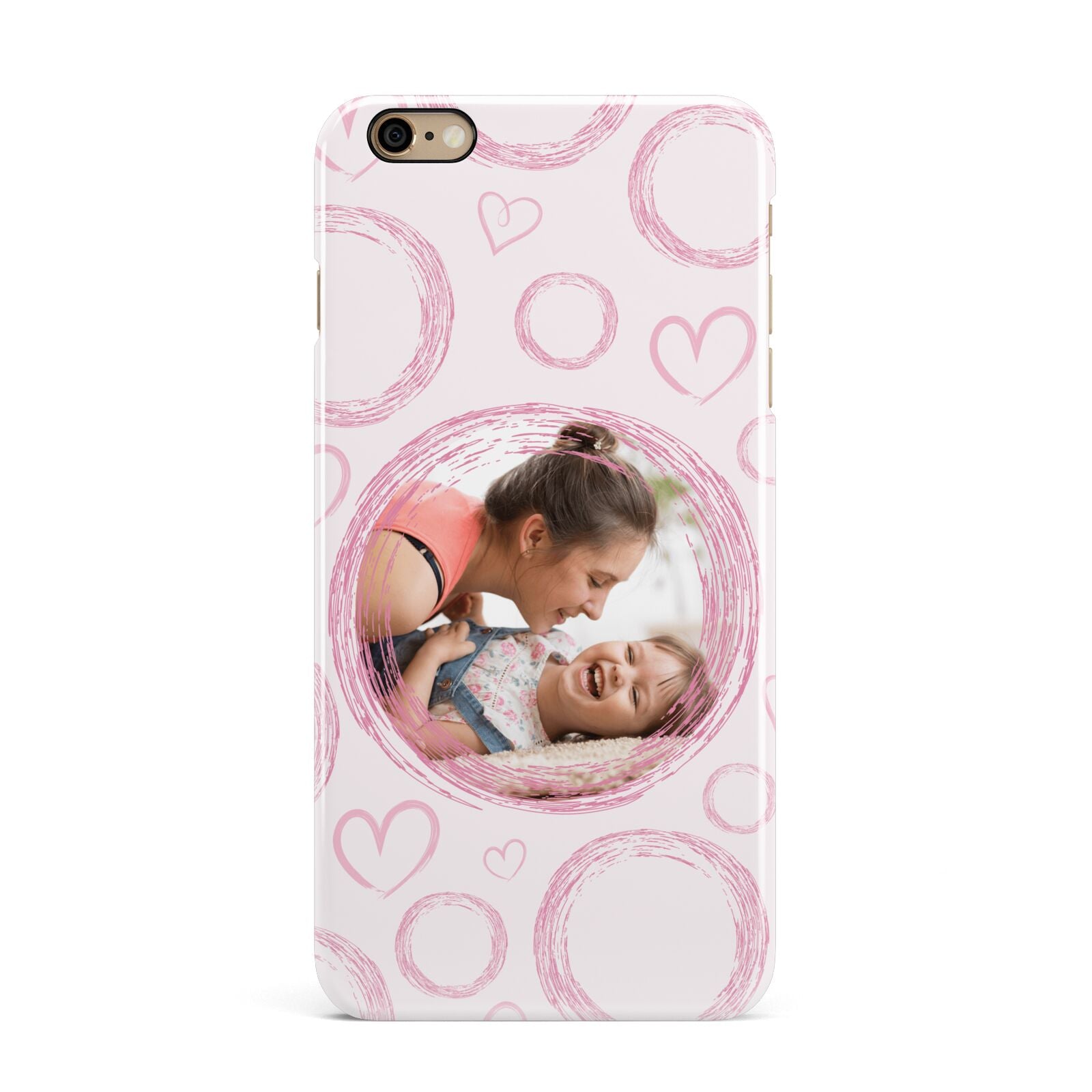 Pink Love Hearts Photo Personalised iPhone 6 Plus 3D Snap Case on Gold Phone