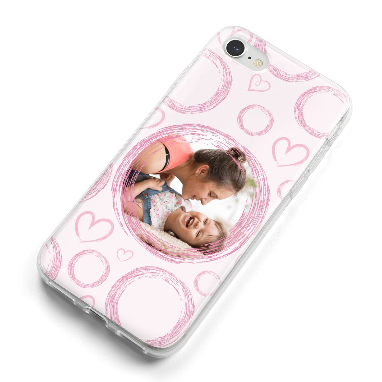 Pink Love Hearts Photo Personalised iPhone 8 Bumper Case on Silver iPhone Alternative Image