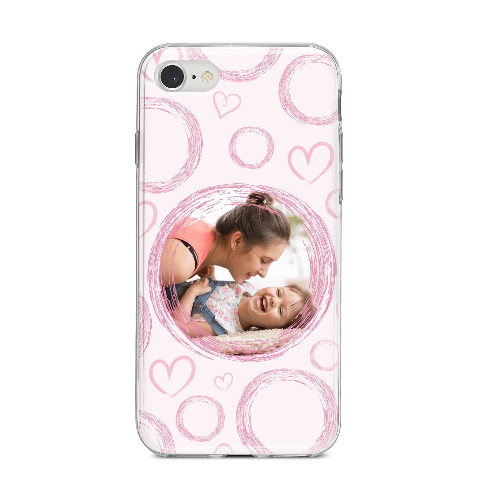 Pink Love Hearts Photo Personalised iPhone 8 Bumper Case on Silver iPhone