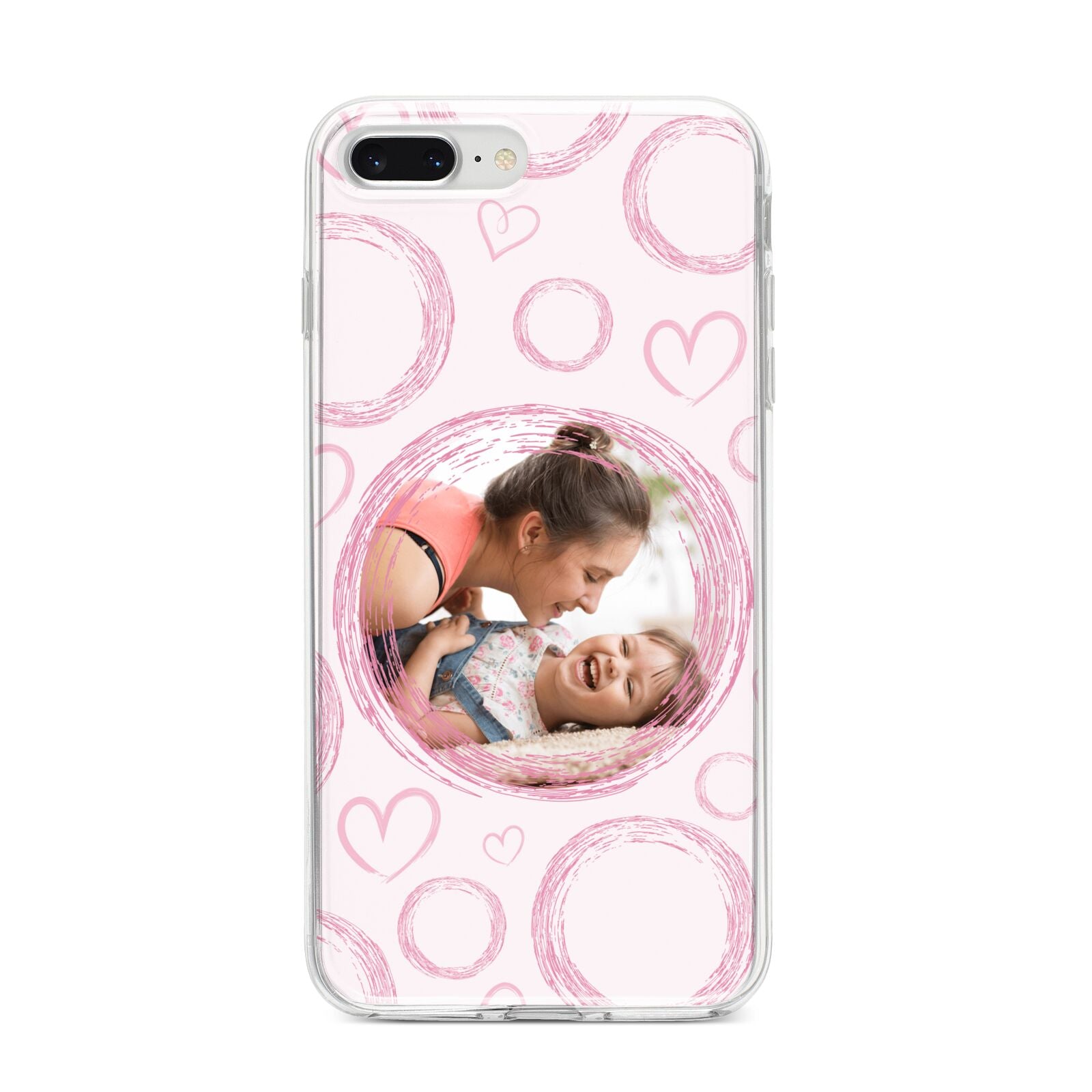 Pink Love Hearts Photo Personalised iPhone 8 Plus Bumper Case on Silver iPhone