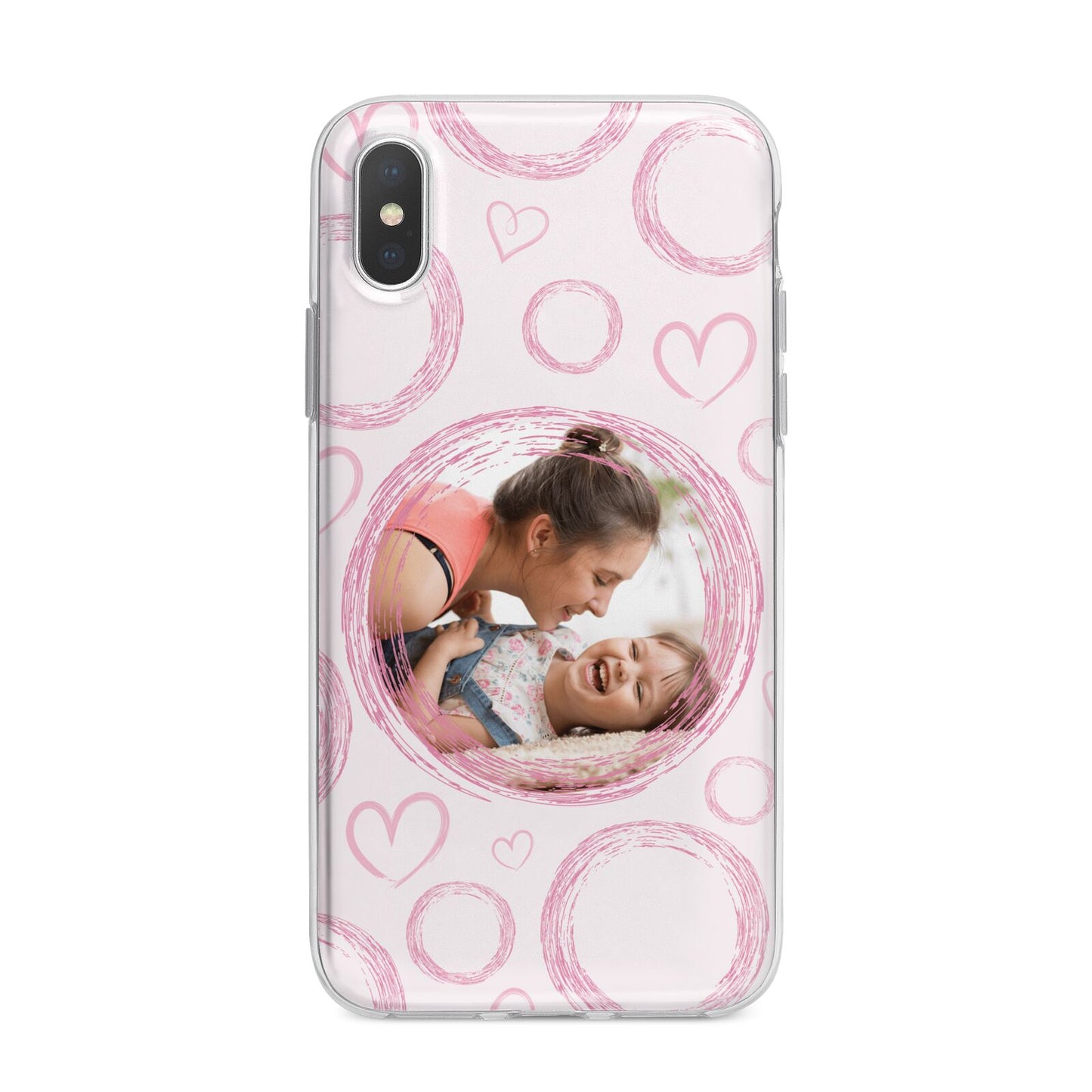 Pink Love Hearts Photo Personalised iPhone X Bumper Case on Silver iPhone Alternative Image 1