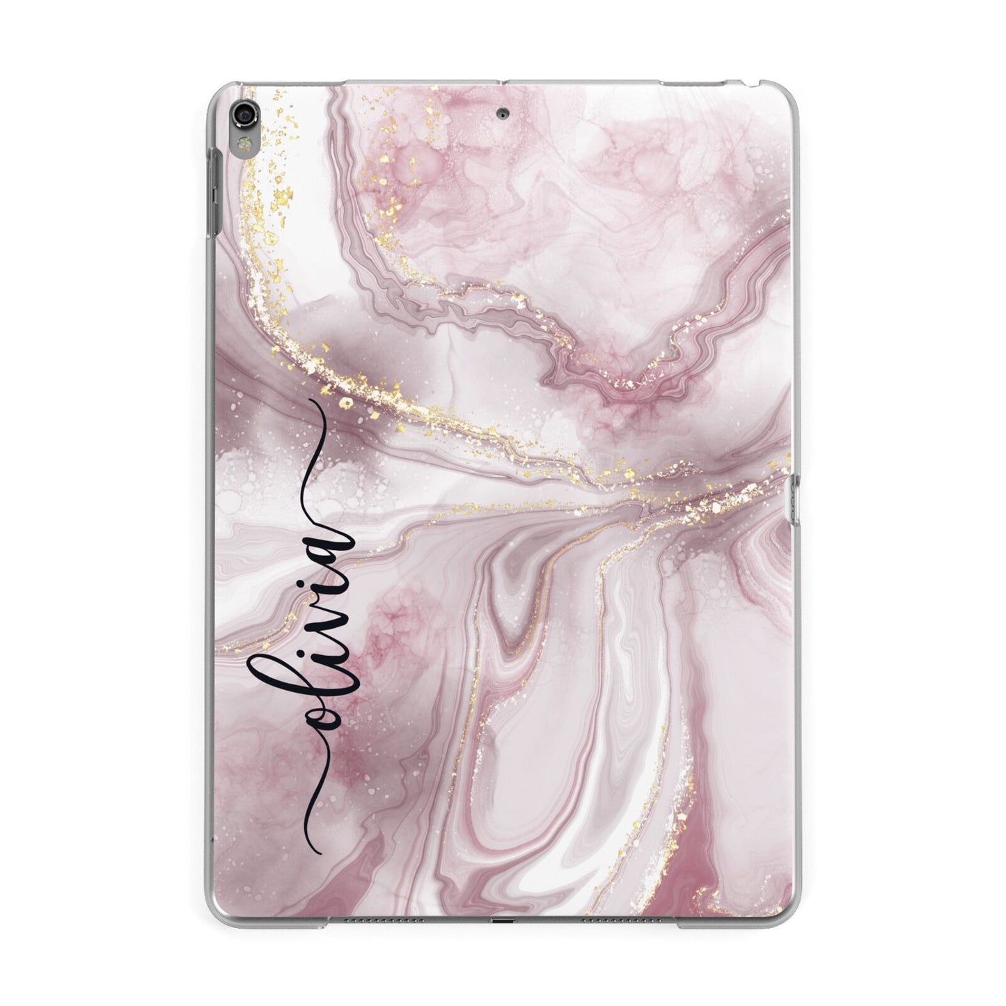 Pink Marble Apple iPad Grey Case