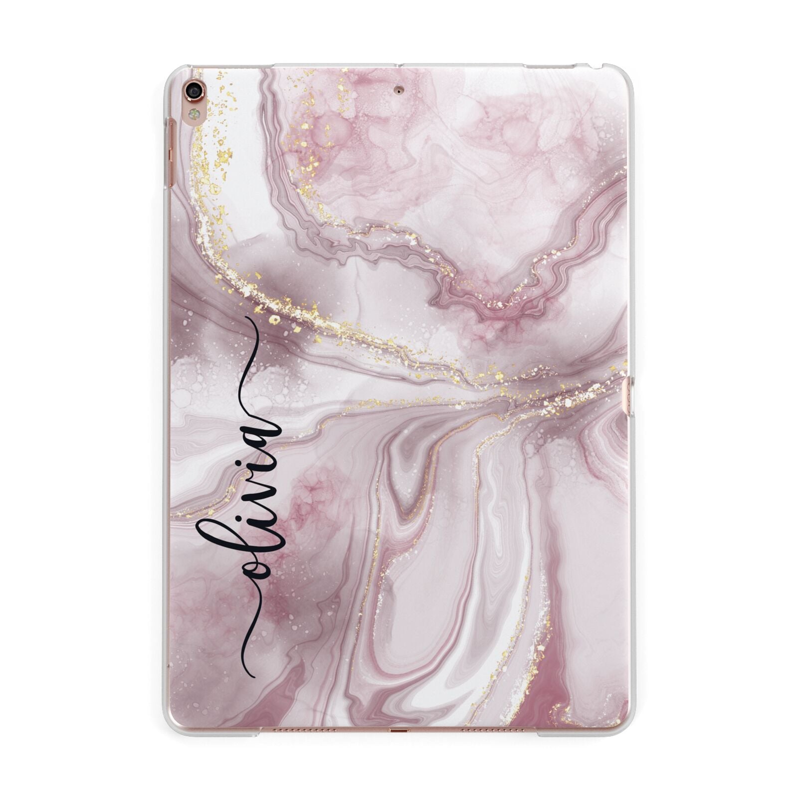 Pink Marble Apple iPad Rose Gold Case