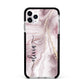 Pink Marble Apple iPhone 11 Pro Max in Silver with Black Impact Case